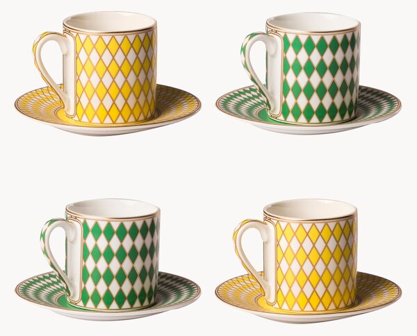 Komplet filiżanek do espresso ze spodkiem Chess, 4 elem