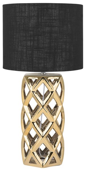 Lampa stołowa lampa nocna złota ceramiczna podstawa czarny klosz Selja Beliani