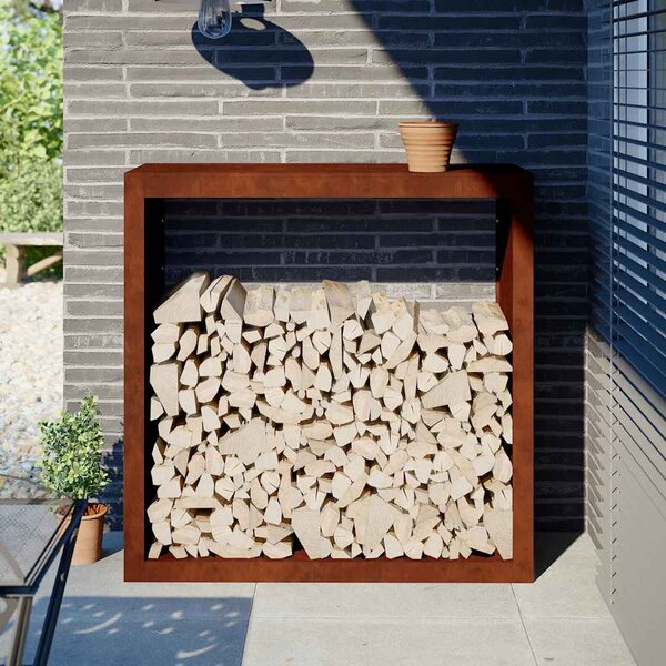 Stojak na drewno opałowe 100x40x100 cm Stal kortenowska
