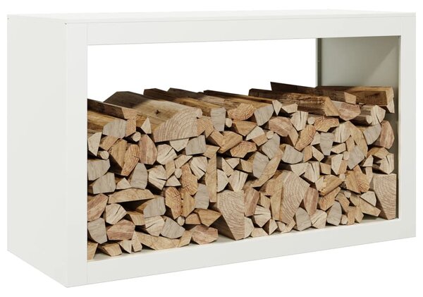 Stojak na drewno opałowe, biały, 100x40x60 cm, stalowy