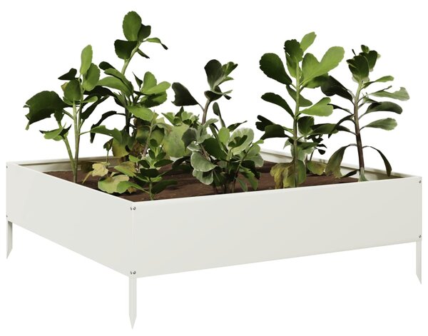 Podwyższona donica, biała, 100x100x33,5 cm, stal