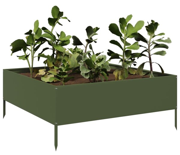 Podwyższona donica, oliwkowa, 100x100x41 cm, stal