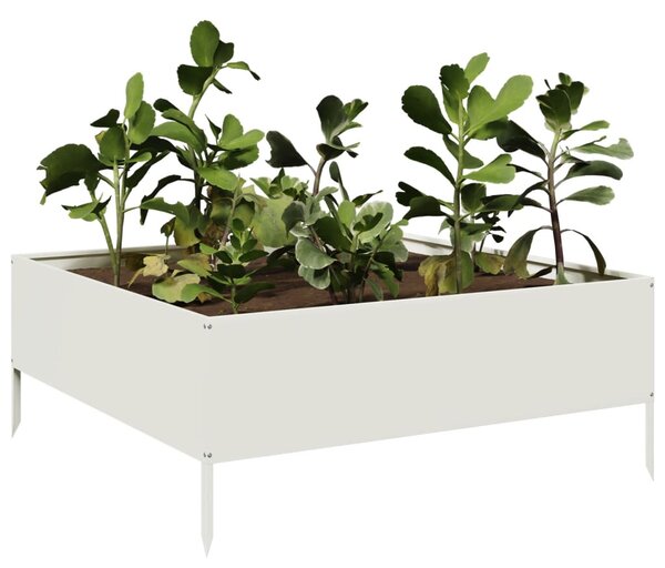 Podwyższona donica, biała, 100x100x41 cm, stal