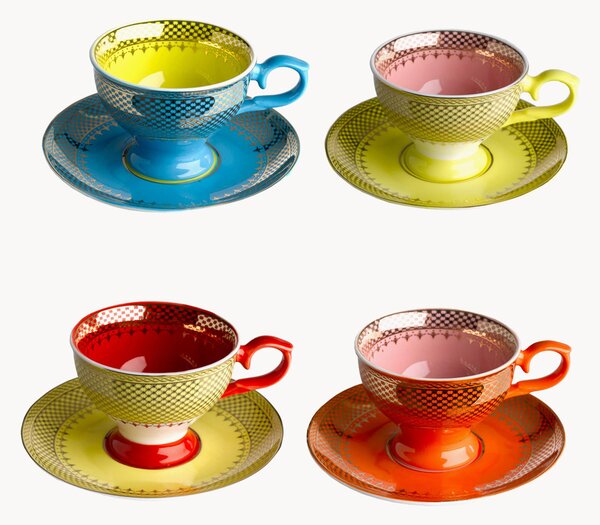 Komplet filiżanek do espresso ze spodkiem Grandma, 4 elem