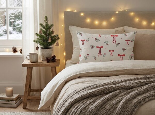 Polibawełniana poszewka na poduszkę HOLLY BOWS POLY 50x70 cm, kolorowy