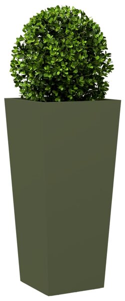 Donica ogrodowa, oliwkowozielona, 35x35x75 cm, stalowa