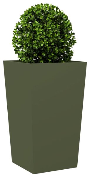 Donica ogrodowa, oliwkowozielona, 45x45x75 cm, stalowa