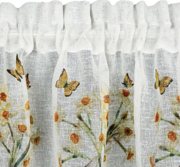 Firana gotowa EUROFIRANY Flora 150 x 30 cm BiaÅo-Å¼Ã³Åty