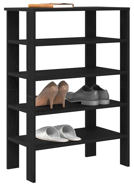 Półka na buty, czarna, 61x32x87,5 cm, materiał drewnopochodny