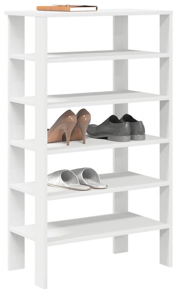 Półka na buty, biała, 61x32x105 cm, materiał drewnopochodny
