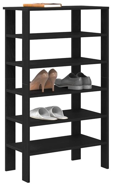Półka na buty, czarna, 61x32x105 cm, materiał drewnopochodny