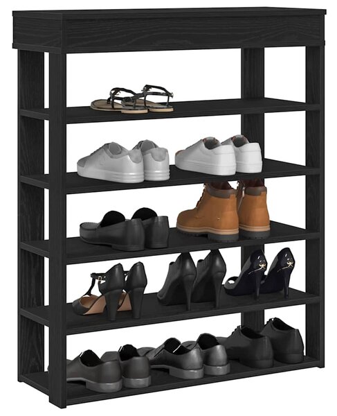 Półka na buty, czarna, 80x30x98 cm, materiał drewnopochodny
