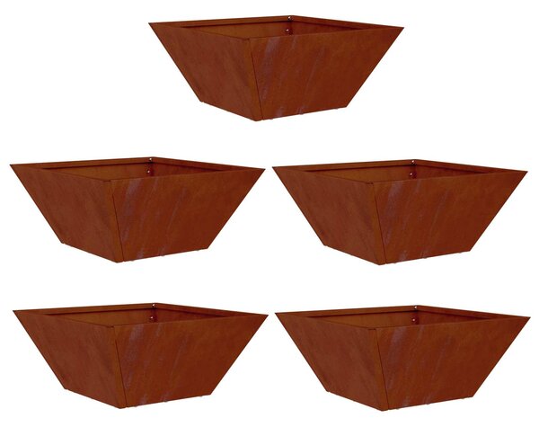 Doniczka ogrodowa 5 pcs Rdzawy 35 x 35 x 15 cm
