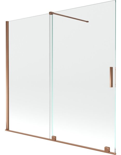 Mexen Velar parawan nawannowy 2-skrzydłowy rozsuwany 170 x 150 cm, transparent, różowe złoto - 896-170-000-01-60