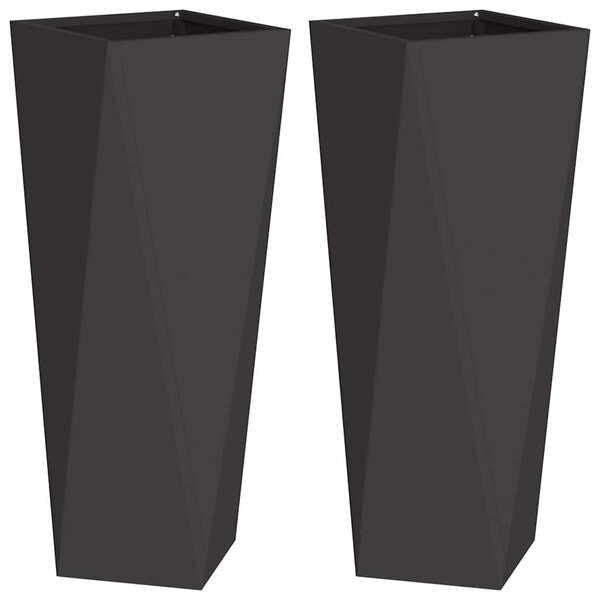 Donica 2 pcs Czarny 30 x 30 x 75 cm Stal