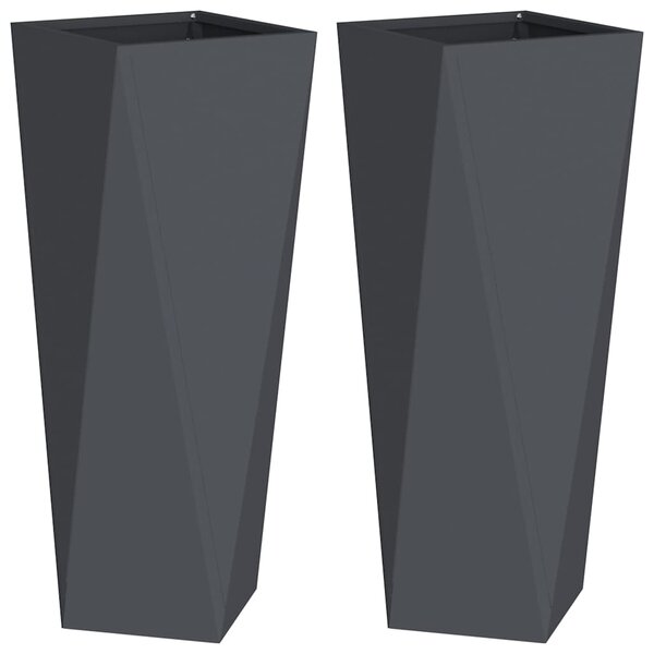 Donica 2 pcs Antracyt 30 x 30 x 75 cm Stal