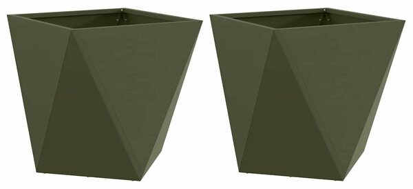 Donica 2 pcs Zielony oliwkowy 40 x 40 x 40 cm Stal