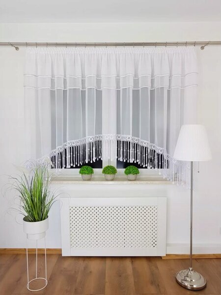 Firana dekoracyjna w Åuk z cyrkoniami i szerokÄ gipiurÄ - 400x160 cm