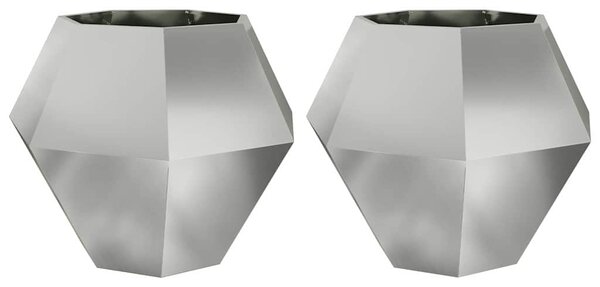 Donica 2 szt. Srebrny 100 x 100 x 80 cm Stal Galwanizowana