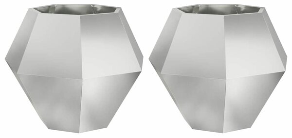 Donica 2 szt. Srebrny 75 x 75 x 60 cm Stal Galwanizowana