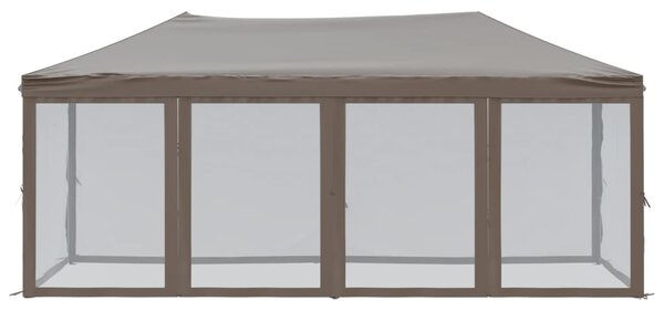 Składany namiot imprezowy ze ściankami, kolor taupe, 3x6 m
