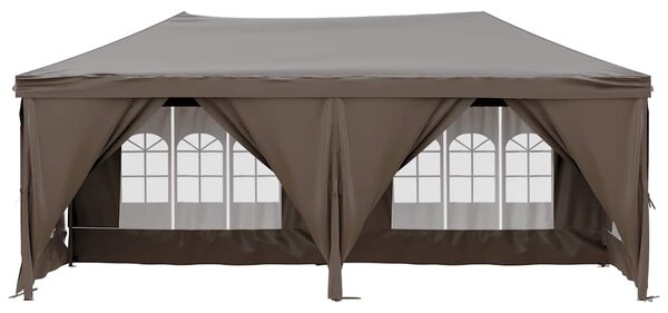 Składany namiot imprezowy ze ściankami, kolor taupe, 3x6 m