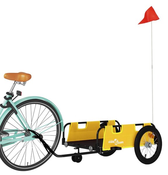 Przyczepka rowerowa, żółta, tkanina Oxford i żelazo