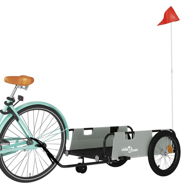 Przyczepka rowerowa, szaro-czarna, tkanina Oxford i żelazo