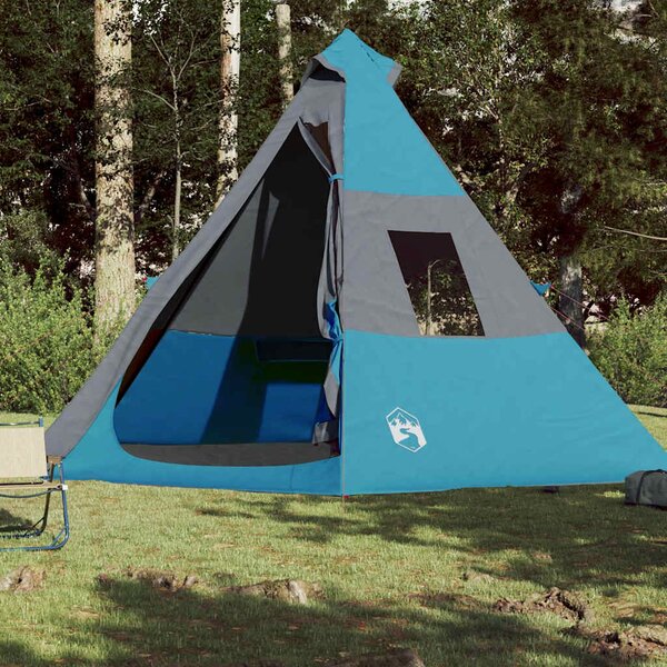 Namiot turystyczny, tipi, 7-os., niebieski, wodoszczelny