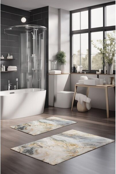 Szaro-beżowe dywaniki łazienkowe zestaw 2 szt. 60x100 cm – Foutastic