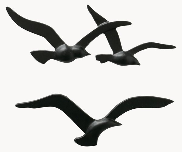 Komplet dekoracji ściennych z metalu Birdy, 2 elem
