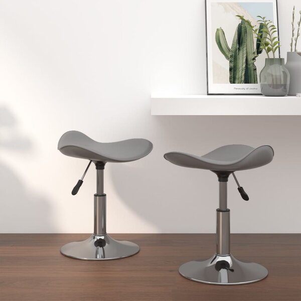 Krzesła stołowe, 2 szt., szare, chromowana stal i skóra