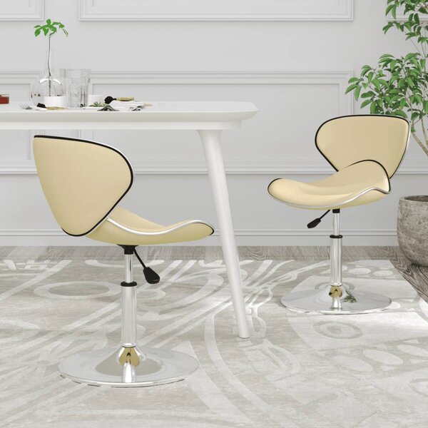Krzesła stołowe, 2 szt., kremowe, obite sztuczną skórą