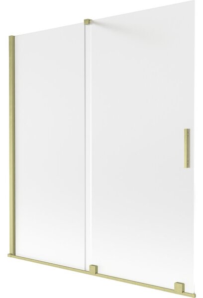 Mexen Velar parawan nawannowy 2-skrzydłowy rozsuwany 150 x 150 cm, szron, złoty szczotkowany - 896-150-000-31-55