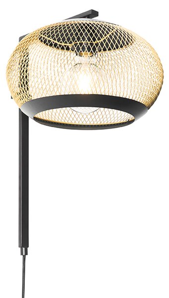Moderne wandlamp zwart met goud - Lucas Oswietlenie wewnetrzne