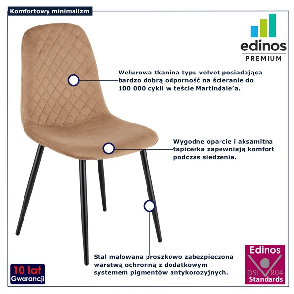 Beżowe minimalistyczne tapicerowane krzesło do stołu G3-N35