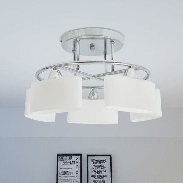 Lampa sufitowa, 5 żarówek E14, klosze w kształcie elipsy, 200 W