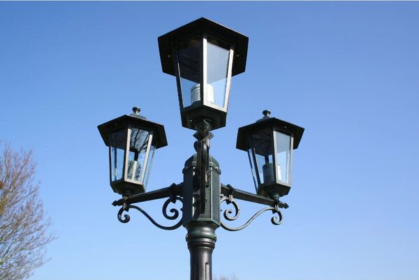 Stojąca lampa ogrodowa 3-ramienna, 215 cm, ciemnozielona/czarna