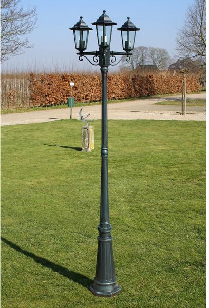 Stojąca lampa ogrodowa 3-ramienna, 215 cm, ciemnozielona/czarna