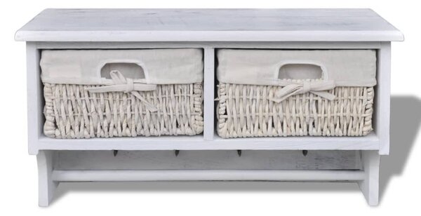 Półka ścienna, biała, 60x23,5x33 cm, drewno paulownia