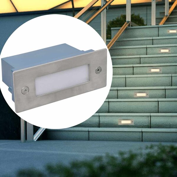 Wpuszczane lampki schodowe LED, 6 sztuk, 44x111x56 mm