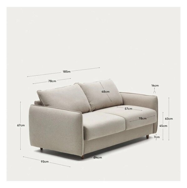 Beżowa rozkładana sofa 185 cm Carlota – Kave Home