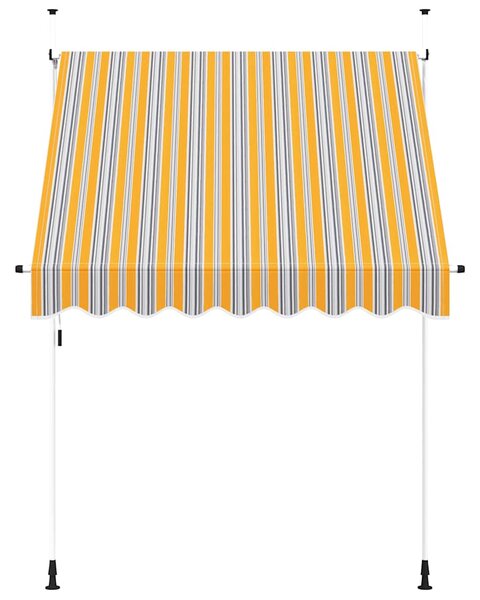 Markiza zwijana ręcznie, 200 cm, żółto-niebieskie pasy