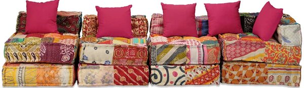 Puf modułowy, 4-osobowy, patchwork, tkanina