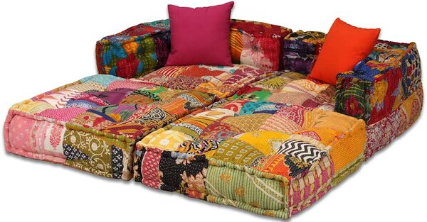 Puf modułowy, 2-osobowy, patchwork, tkanina