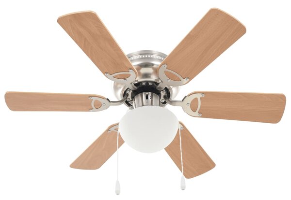 Zdobiony wentylator sufitowy z lampą, 82 cm, jasnobrązowy