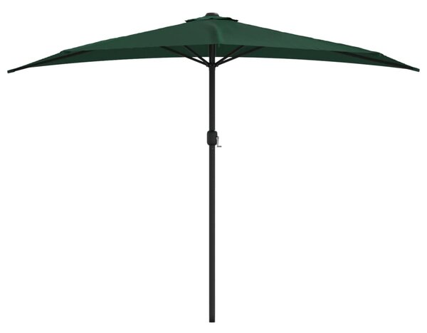 Półparasol balkonowy na słupku z aluminium, 300x155 cm, zielony