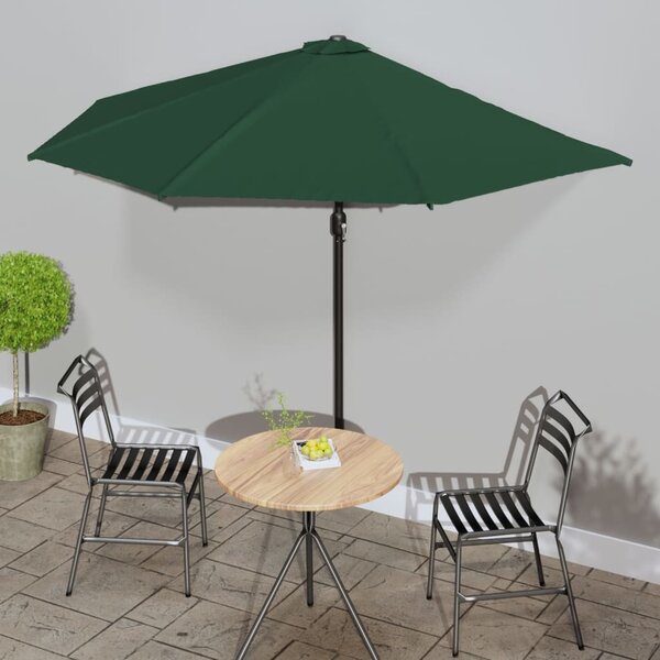 Półparasol balkonowy na słupku z aluminium, 300x155 cm, zielony