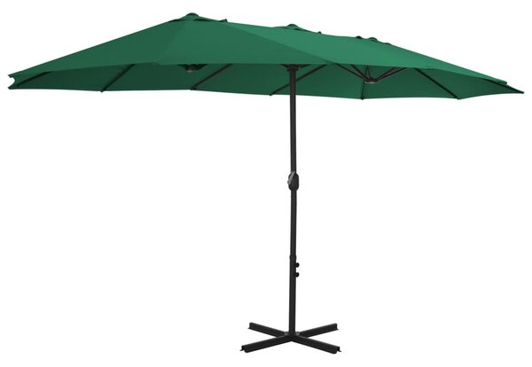 Parasol ogrodowy na słupku aluminiowym, 460 x 270 cm, zielony