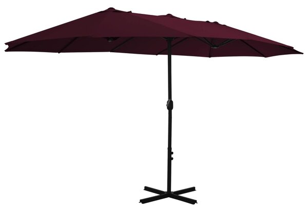 Parasol ogrodowy na słupku aluminiowym, 460 x 270 cm, bordowy